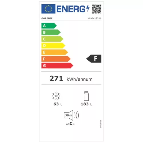 Gorenje NRKI4182P1 beépíthető kombinált alulfagyasztós hűtőszekrény, 177 cm,183 l/63 l, No-frost fagyasztóval, F energiaosztály,CrispZone, gyorshűtés 