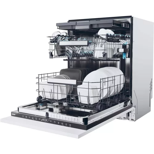Haier XS 6B0S3FSB teljesen integrált mosogatógép, 16 teríték, energiaosztály B, 10 program, AI programok, Inverter motor, Automatikus ajtó