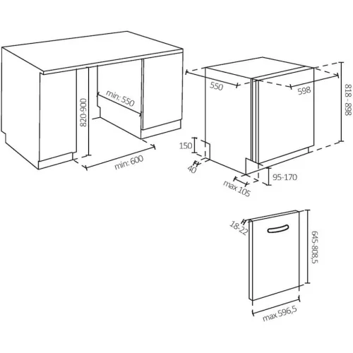 Haier XS 6B0S3FSB teljesen integrált mosogatógép, 16 teríték, energiaosztály B, 10 program, AI programok, Inverter motor, Automatikus ajtó