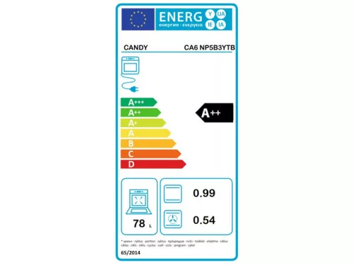 Candy CA6NP5B3YTB beépíthető sütő, fekete, 78 liter, pirolitikus,Airfry funkció, Smart View okos digitális kijelző