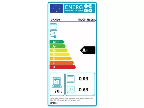 Candy FIDCPN625 L Beépíthető sütő, fekete, 70 liter, teleszkópos sütősín