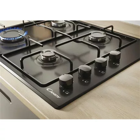 Candy CHW6LBB Beépíthető Gáz Főzőlap - 60 cm, 4 Főzőzóna, Fekete