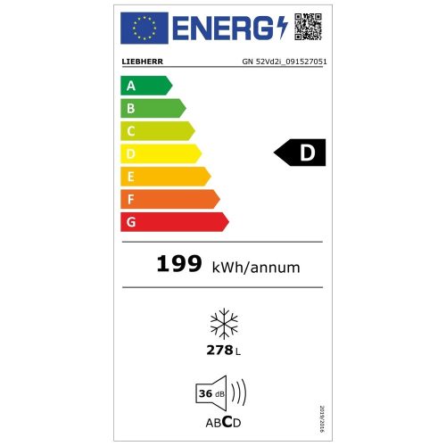 Liebherr GN 52Vd2i szabadonálló fagyasztószekrény, fehér, D energiaosztály, 185,5 cm, NoFrost, 278 l, FrostProtect, 7 fiók, érintővezérlés, gyorsfagyasztás, 36 dB(A) 