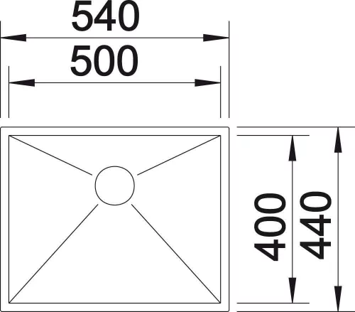 BLANCO ZEROX 500-IF mosogatótálca, selyemfényű rozsdamentes acél, excenter nélkül