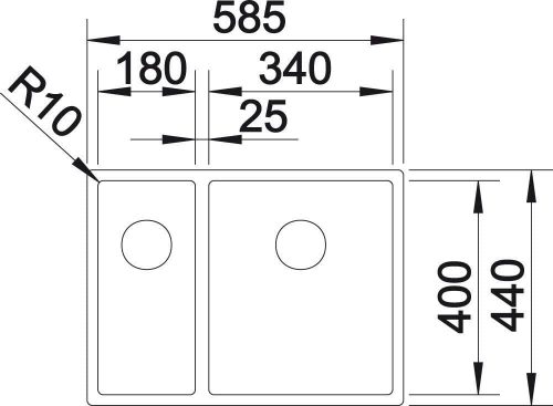 BLANCO CLARON 340/180-IF mosogatótálca, selyemfényű rozsdamentes acél, jobbos főmedencével, excenter nélkül