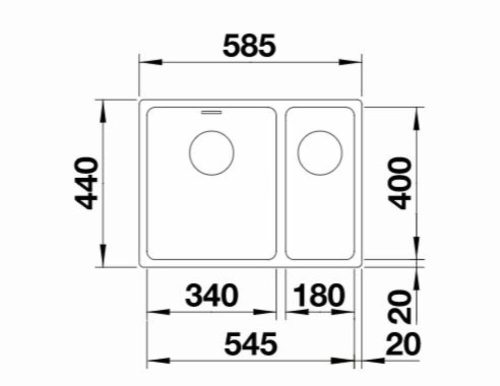 BLANCO ANDANO 340/180-U rozsdamentes acél mosogatótálca, bal