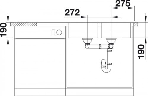 BLANCO DINAS 8 S mosogatótálca, forgatható, fényezett rozsdamentes acél, csaplyuk nélkül, excenter nélkül