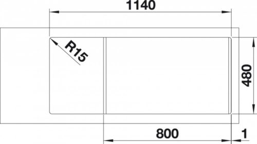 BLANCO DINAS 8 S mosogatótálca, forgatható, fényezett rozsdamentes acél, csaplyuk nélkül, excenter nélkül