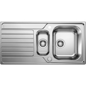   BLANCO DINAS 6 S mosogatótálca, forgatható, fényezett rozsdamentes acél, 2 csaplyukkal, excenterrel
