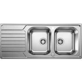   BLANCO DINAS 8 S mosogatótálca, forgatható, fényezett rozsdamentes acél, 2 csaplyukkal, excenterrel