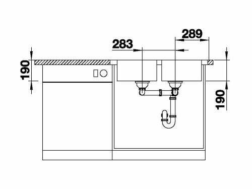 BLANCO DINAS 8 mosogatótálca, forgatható, fényezett rozsdamentes acél, 2 csaplyukkal, excenterrel