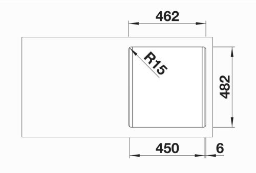 BLANCO DANA 45 mosogatótálca, natúr rozsdamentes acél, excenter nélkül