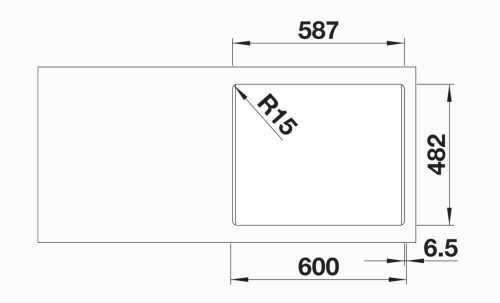 BLANCO DANA 6 mosogatótálca, natúr rozsdamentes acél, excenter nélkül