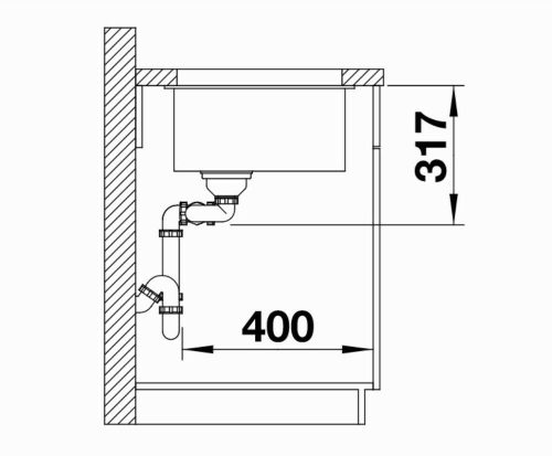 BLANCO SUBLINE 430/270-U Silgranit mosogatótálca, fekete, excenter nélkül