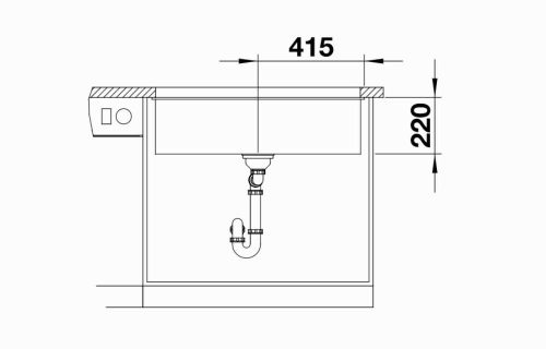 BLANCO SUBLINE 800-U Silgranit mosogatótálca, fekete, excenter nélkül