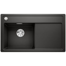  BLANCO ZENAR 45 S Silgranit mosogatótálca excenterrel, bal, fekete, fa vágódeszkával