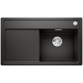   BLANCO ZENAR 45 S Silgranit mosogatótálca excenterrel, jobb, fekete, fa vágódeszkával