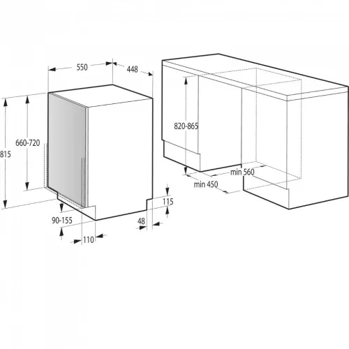 Gorenje GV561D10 Beépíthető mosogatógép, teljesen integrált, 45 cm széles, 11 teríték, 3 kosár, TotalDry, inverter, 5 program, SpeedWash, üveg program, 45 dB(A) (3 év garancia)