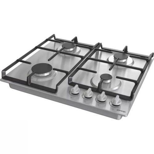 Gorenje G641EX Beépíthető gáz főzőlap,60cm, elölgombos vezérlés, egykezes szikragyújtás, öntöttvas edénytartó rács, inox 