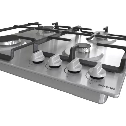 Gorenje G641EX Beépíthető gáz főzőlap,60cm, elölgombos vezérlés, egykezes szikragyújtás, öntöttvas edénytartó rács, inox 