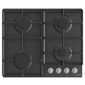   Gorenje G641EXB Beépíthető gáz főzőlap, 60cm, elölgombos vezérlés, egykezes szikragyújtás, öntöttvas edénytartó rács, fekete acéllap 