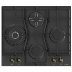   Gorenje GW6D42CLB Beépíthető gáz főzőlap,60cm, matt fekete, Classico design, WOK, elölgombos vezérlés, szikragyújtás, öntöttvas edénytartó, 3 év garancia