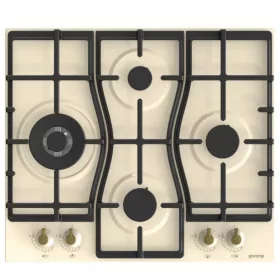  Gorenje GW6D42CLI Beépíthető gáz főzőlap,60cm, WOK, elölgombos vezérlés, szikragyújtás, öntöttvas edénytartó, bézs 
