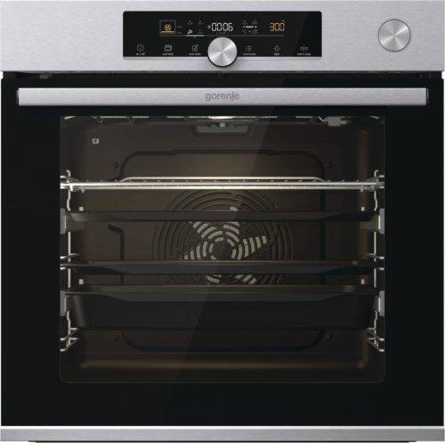 Gorenje BPSA6747A08X Beépíthető sütő, 77 l, SteamAssist gőzfunkció, pirolitikus tisztítás, húshőmérő, automata pr., teleszkópos sütősín, 3 év garancia