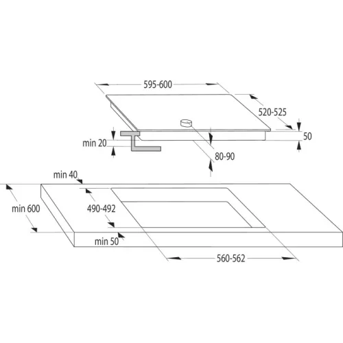Gorenje EC641BSC beépíthető kerámia főzőlap,60cm, elölgombos vezérlés, melegen tartás, élcsiszolt 
