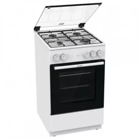   Gorenje GG5A13WJ szabadonálló tűzhely fehér szín,50 cm, szikragyújtás a sütőben is, HomeMade Plus, SilverMatte zománc, üveg dísztető,3 év garancia