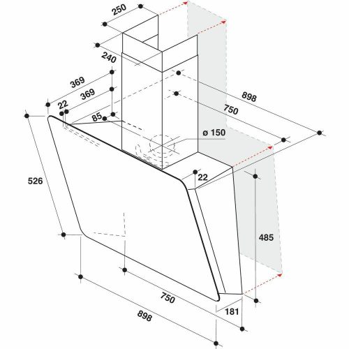 Whirlpool WHVS 90F LT C K ferdesíkú páraelszívó, fekete