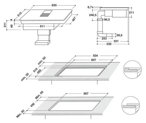 Whirlpool WVH 92 K/1 Önálló, slider vezérlésű indukciós főzőlap beépített elszívóval 90 cm