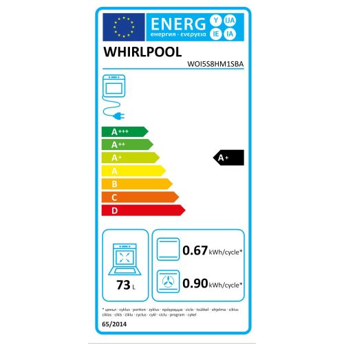Whirlpool WOI5S8HM1SBA beépíthető sütő, Fekete üveg, finoman csukódó sütőajtó,  6. Érzék funkció MF8, SmartClean, A+ energiaosztály
