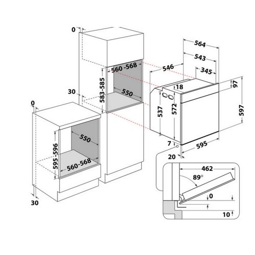 Whirlpool WOI5S8HM1SBA beépíthető sütő, Fekete üveg, finoman csukódó sütőajtó,  6. Érzék funkció MF8, SmartClean, A+ energiaosztály