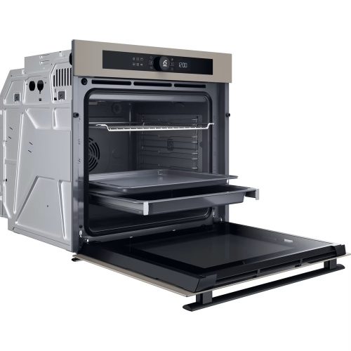 Whirlpool WOI4S8CM1SEA Beépíthető sütő, szaténezüst üveg, finoman csukódó sütőajtó (3 rétegű), 6. Érzék funkció 6 ételkategóriára, MF8, katalitikus panelek