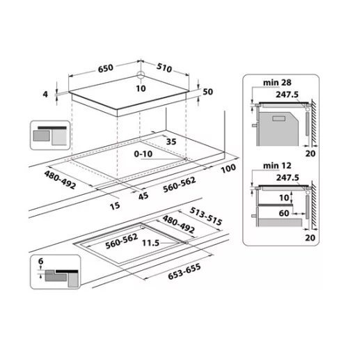 Whirlpool WF S8865 NE zónánkénti premium slider vezérlésű indukciós főzőlap, fekete,  65 cm, 4 főzőzóna, 18+B, beállítható időzítés, FLexi Oval x2, 6. Érzék automatikus funkciók, Power Management