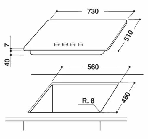 Whirlpool GMWL 728/IXL beépíthető gázfőzőlap, inox