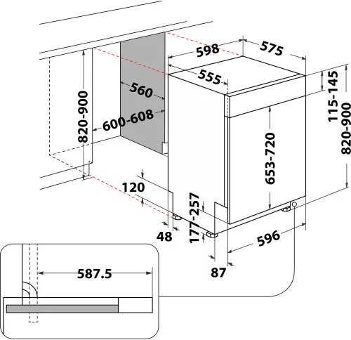 Whirlpool WBO 3T333 P 6.5 X beépíthető mosogatógép Inox