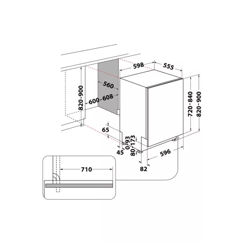 Whirlpool WH8IA15AM3TUS0  teljesen beépíthető mosogatógép 60 cm, "A" energiaosztály,  SpaceClean "Ibiza" kombinált felső kosár, 15 teríték,