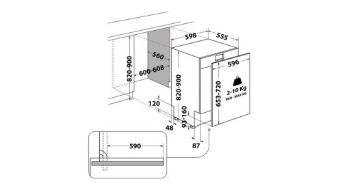 Whirlpool WH2IFC14BN6 Teljesen beépíthető mosogatógép, C energiaosztály, 14 teríték,8,9l , 8 program, NaturalDry, 44dba zajszint