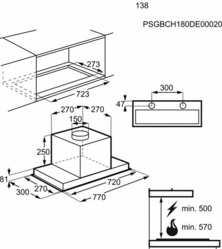 Electrolux LFG719X felső szekrénybe építhető páraelszívó, 77 cm, rozsdamentes acél