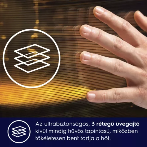 Electrolux LOE8P38Z MealAssist beépíthető elektromos sütő, pirolitikus tisztítás, érintővezérlés, SoftClosing ajtó, gyorsfelfűtés, teleszkópos sütősín, 72l