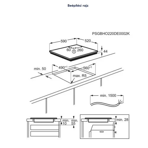 Electrolux EIV63443CT beépíthető indukciós főzőlap, Bridge funkció, 60 cm, Hob2Hood, SaphirMatt üvegfelület, érintővezérlés, időzítő