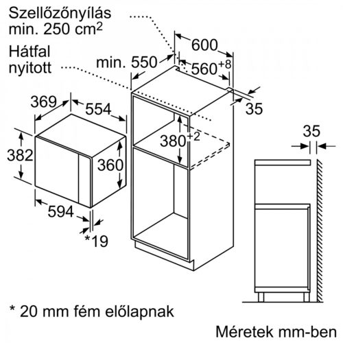 Bosch BFL554MB0 beépíthető mikrohullámú sütő, 25l, 900W, fekete