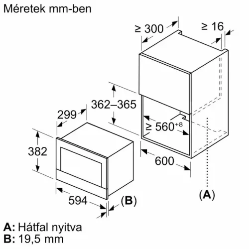 Bosch BFL7221B1 Beépíthető mikrohullámú sütő - Serie8 - Fekete - Inverter technológia - 900W maximális teljesítmény,  balra nyíló, 21 L