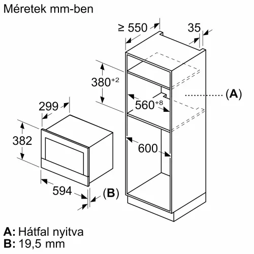 Bosch BFR7221B1 Serie 8 Beépíthető mikrohullámú sütő, 21l, 900W, TFT TouchDisplay, AutoPilot7, QuickStart, Jobbra nyíló, Fekete