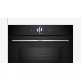   Bosch CMG7761B1 Beépíthető kompakt sütő mikrohullámmal, Digitális kijelzővel, 45 L, 900 W, Fekete, Teleszkópos sütősín nélkül, Pirolitikus öntisztítás