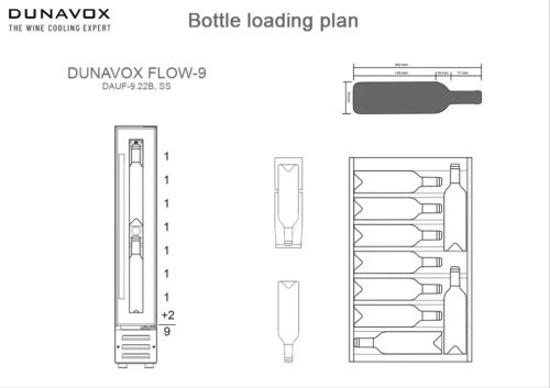 Dunavox DAUF-9.22B Beépíthető borhűtő, fekete, 9 palackos