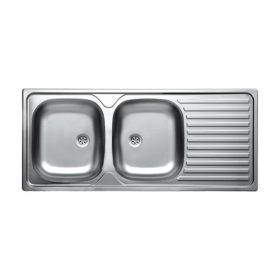   Livinox Kétmedence csepptálcás mosogató 116x50 3 1/2", natúr