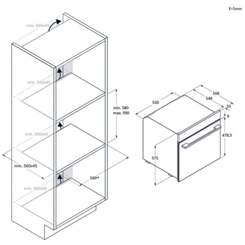 HAIER H6 ID25G3YTX beépíthető sütő, A++, érintőkijelző, hőlégbefúvás, 19 funkció, AirFry funkció, pirolitikus és gőz
